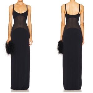 NWT_ Helsa Sheer Knit Curve Maxi Dress in Black size L